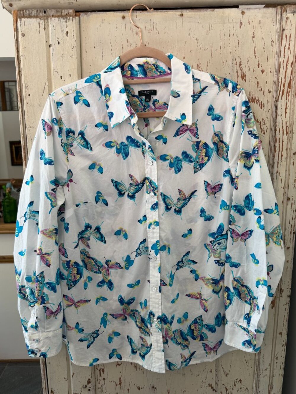 TALBOTS BUTTERFLY COTTON BUTTON DOWN SHIRT - Picture 3 of 6